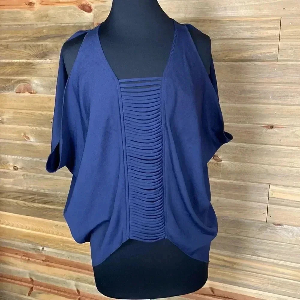 My Beloved Blue Blouse Cold Shoulder Size Medium 0581